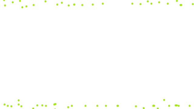 The dots and lines change at the top and bottom, also sparkling with different colors. The objects form something like a holiday frame.