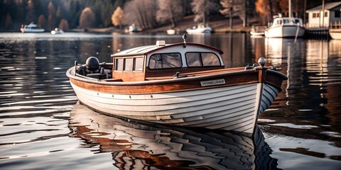 A Boat Drifting on a Tranquil Lake