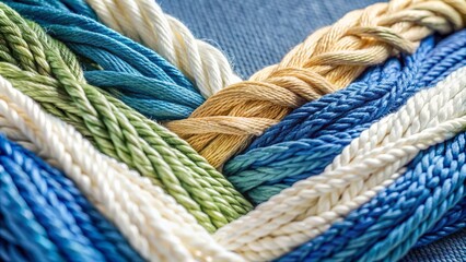 Interconnected threads of different colors and textures woven together forming a strong and harmonious bond, symbolizing unity, love, and togetherness in a serene atmosphere.,hd 8k