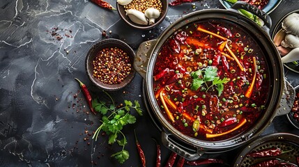 spicy sichuan hot pot with mala flavors traditional chinese culinary adventure food photography