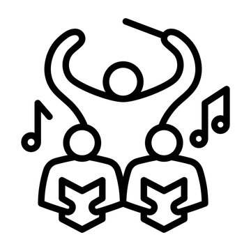 choir conductor leading singers with musical notes clip art preview