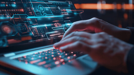 technical customer support modern digital system service on laptop, internet technology, global digital technology data network 
