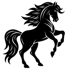 Majestic Horse Silhouette Vector Art - Powerful Equine Illustration on White Background