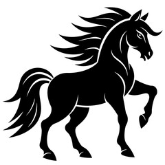 Majestic Horse Silhouette Vector Art - Powerful Equine Illustration on White Background