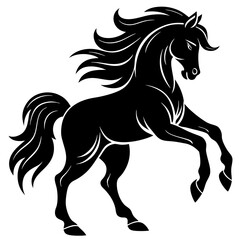 Majestic Horse Silhouette Vector Art - Powerful Equine Illustration on White Background