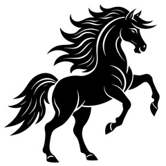 Majestic Horse Silhouette Vector Art - Powerful Equine Illustration on White Background