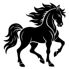 Majestic Horse Silhouette Vector Art - Powerful Equine Illustration on White Background
