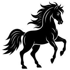 Majestic Horse Silhouette Vector Art - Powerful Equine Illustration on White Background
