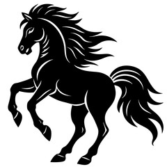 Majestic Horse Silhouette Vector Art - Powerful Equine Illustration on White Background