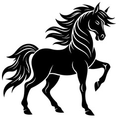 Majestic Horse Silhouette Vector Art - Powerful Equine Illustration on White Background