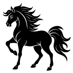 Majestic Horse Silhouette Vector Art - Powerful Equine Illustration on White Background