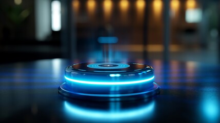 Futuristic Glowing Device in High-Tech Ambient Lighting