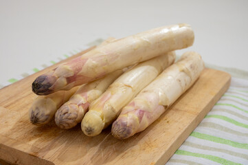 Fresh raw white asparagus vegetables large size, ripe and tasty