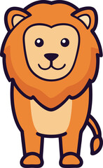 Cartoon Illustration of Cute Lion Animal Mascot Character