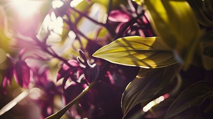 Vertical garden florals, close-up, indirect backlight, bright tones, dreamy, macro lens, modern 