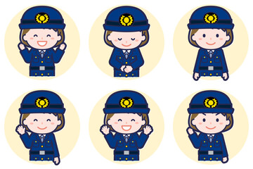 女性警察官のポーズセット_02