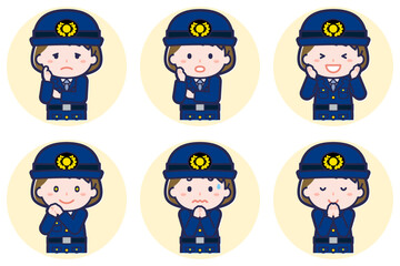 女性警察官のポーズセット_04