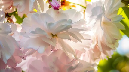 Fototapeta premium Close-up of Japanese tea garden blooms, serene morning light, delicate petals, detailed, tranquil 