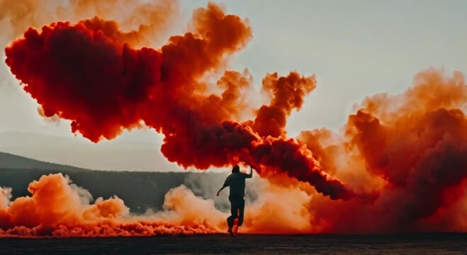 Smoke billows from a wildfire in a forest clearing footage