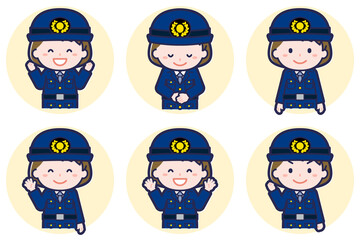 Naklejka premium 女性警察官のポーズセット_02