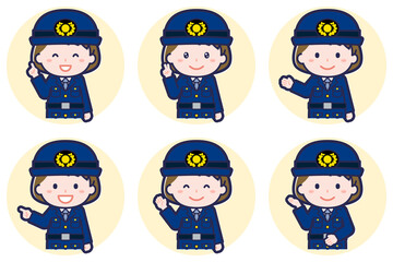 女性警察官のポーズセット_03