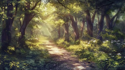 Fototapeta premium A sunlit forest pathway
