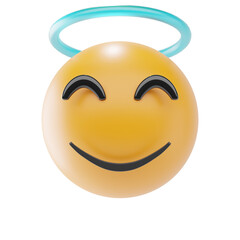 smilling face with halo emoji 3d icon and illustration