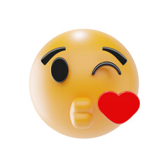 face blowing a kiss emoji 3d icon and illustration