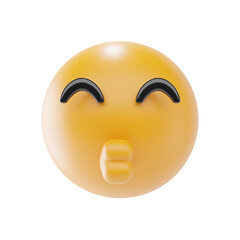 Fototapeta premium kissing face with close eyes emoji 3d icon and illustration