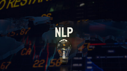 The light bulb and text for Natural Language Processing  NLP  concept 3d rendering.