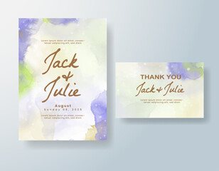 Wedding invitation with abstract watercolor background