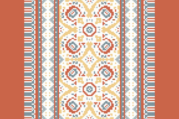 African Mexican pattern vector seamless. Abstract African art style seamless pattern. Hand drawn · Mexican flower traditional pattern background. Ethnic embroidery decoration ornament.