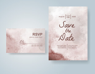Wedding invitation with abstract watercolor background