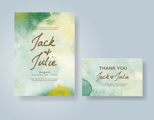 Wedding invitation with abstract watercolor background