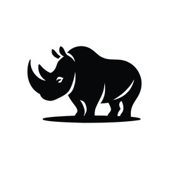 Majestic Rhino Logo Template with Silhouette Icon of Endangered African Rhinoceros
