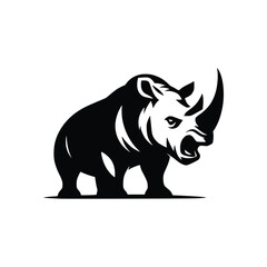 Iconic Wildlife Silhouette Rhino Logo Template Signifying Power and Endurance