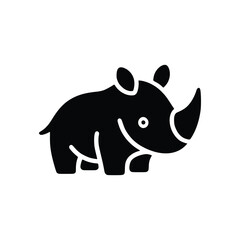 Cute Wildlife Silhouette Rhino Logo Template Signifying Power and Endurance