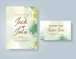 Wedding invitation with abstract watercolor background