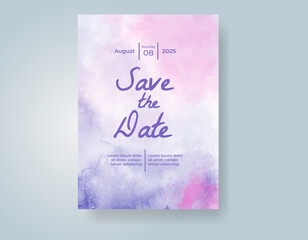 Wedding invitation with abstract watercolor background
