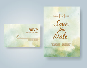 Wedding invitation with abstract watercolor background