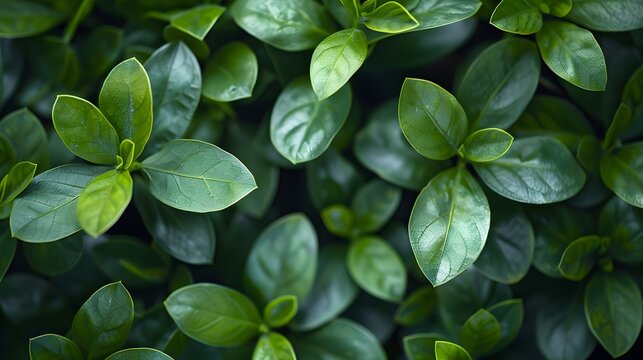 Green boxwood, green plants, green background, closeup, macro photography, top view, ultrahigh definition image quality.