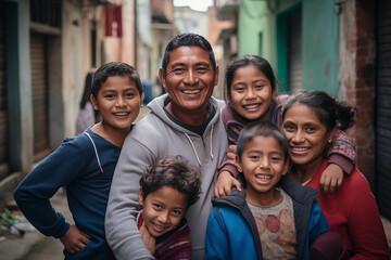 Obraz premium Portrait of hispanic family smiling at camera