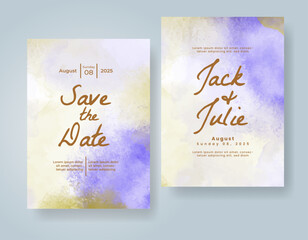 Wedding invitation with abstract watercolor background