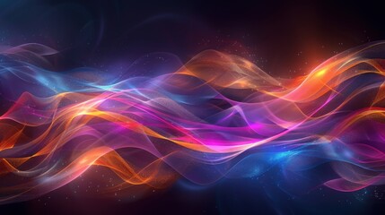 Fototapeta premium A colorful wave of light with a blue and orange stripe
