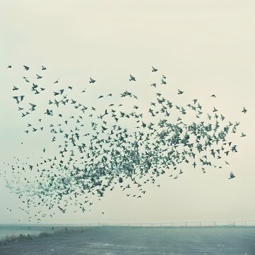 Flock of Birds Taking Flight in Chaotic Synchronized Movement