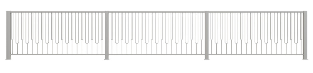 Elevate your space with the luxurious aesthetic of this 3D render: a modern Art Deco balustrade crafted from sleek metal (transparent background).