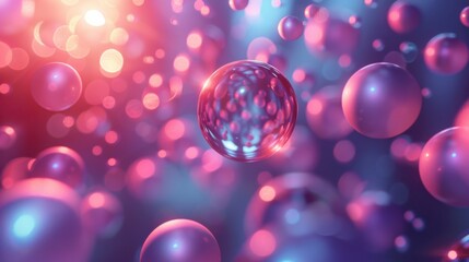 A bunch of colorful spheres floating in the air