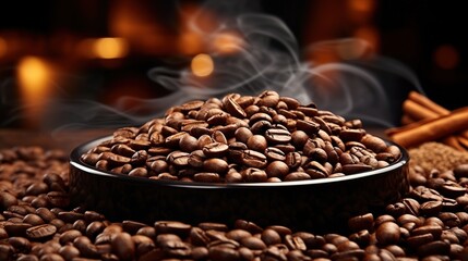 Fototapeta premium coffee beans and cinnamon