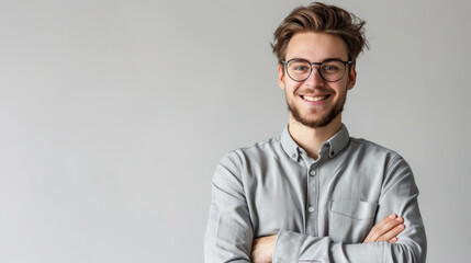 Obraz premium Smiling Business Guy Portrait, Young, Handsome, Wearing Suit, Confident Expression, Close-up Shot