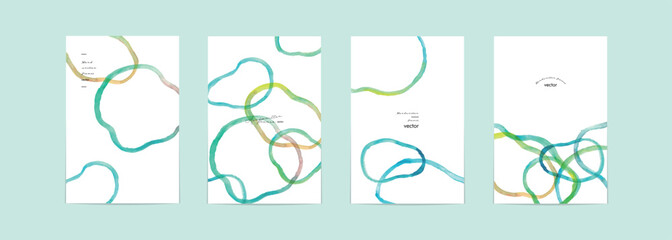 水彩画。手描きで描いたラフな線画。幾何学の水彩ベクター。モダンイメージの抽象画。夏イメージ背景。Watercolor painting. Rough line drawing drawn by hand. Watercolor vector of geometry. Modern image abstract painting. Summer image background.